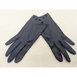 Vintage Gloves Womens Size 7.5 dark blue Blue woven Nylon eyelet